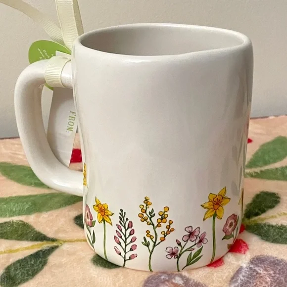 Rae Dunn White Mug with Floral Design - Picture 5 of 11